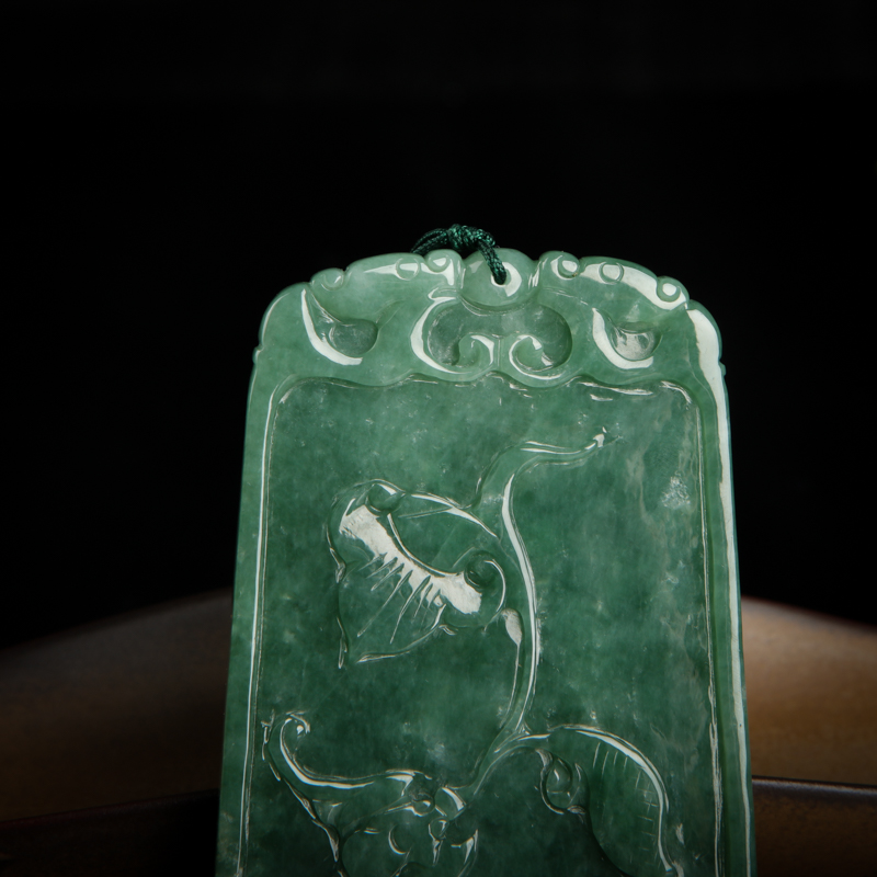 糯种翡翠凤凰牌吊坠-红掌柜