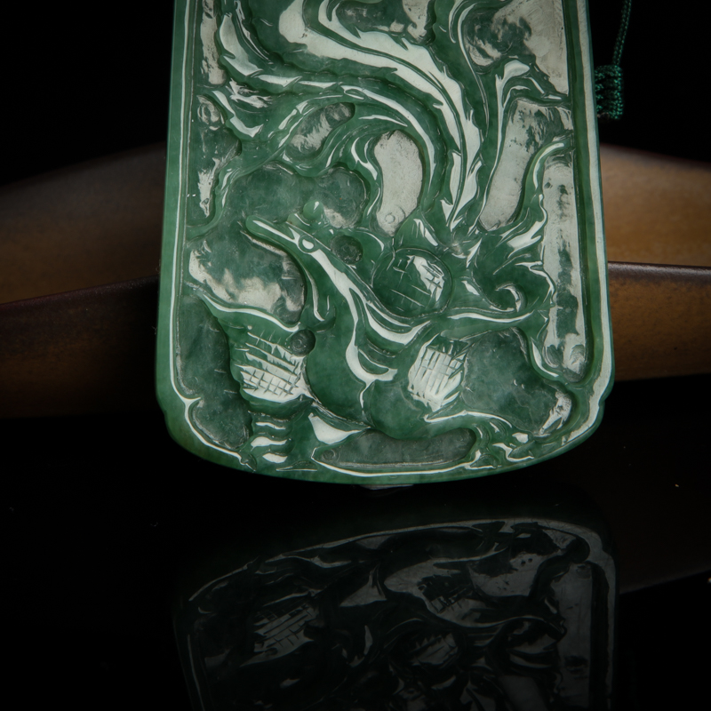 天然翡翠凤凰牌吊坠-红掌柜