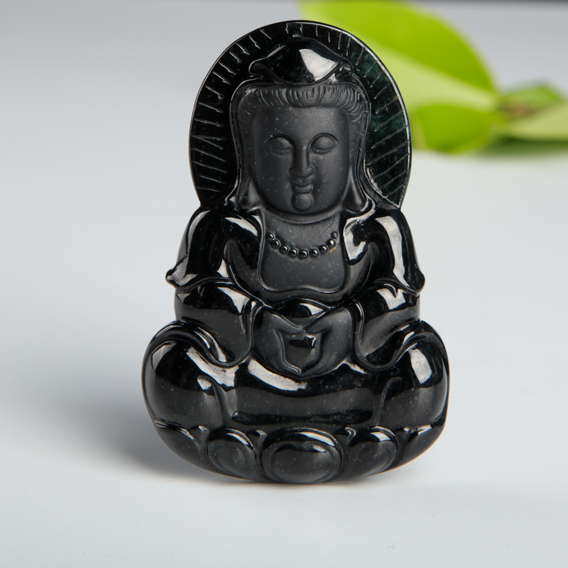 豆种墨翠观音吊坠-红掌柜