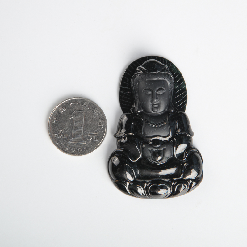 缅甸墨翠观音吊坠-红掌柜