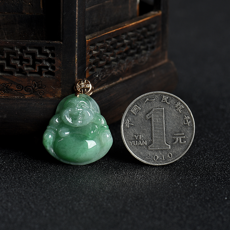 缅甸天然翡翠佛吊坠-红掌柜