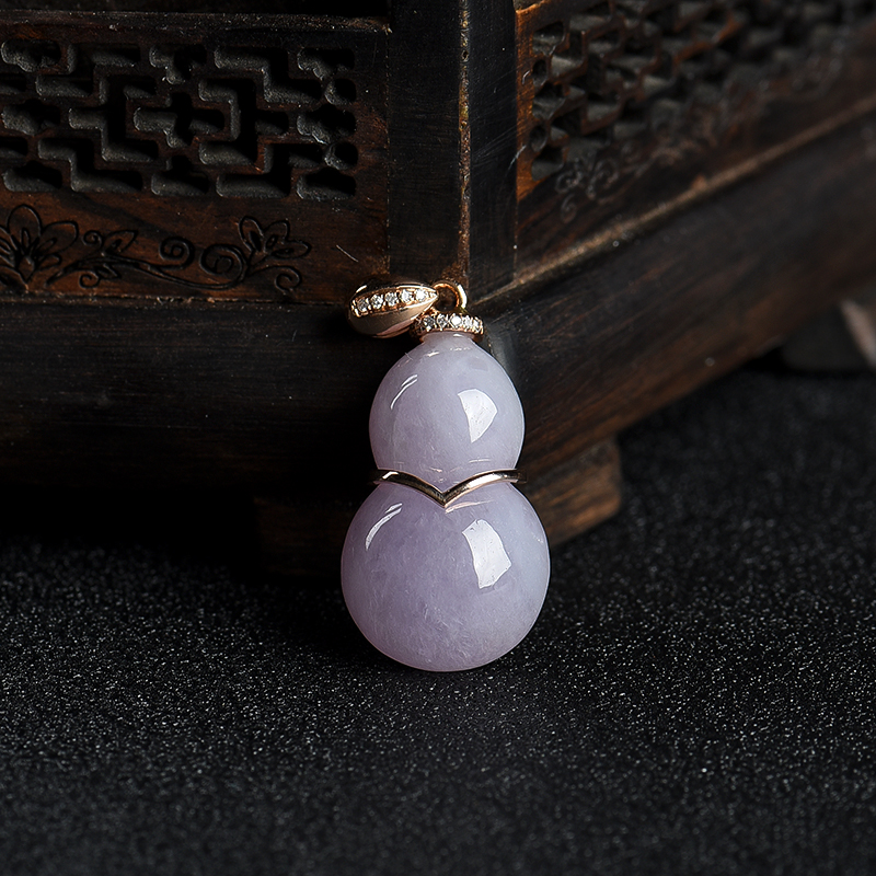 18k糯种浅紫翡翠葫芦吊坠-红掌柜