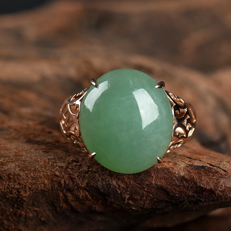糯种翡翠戒指-红掌柜