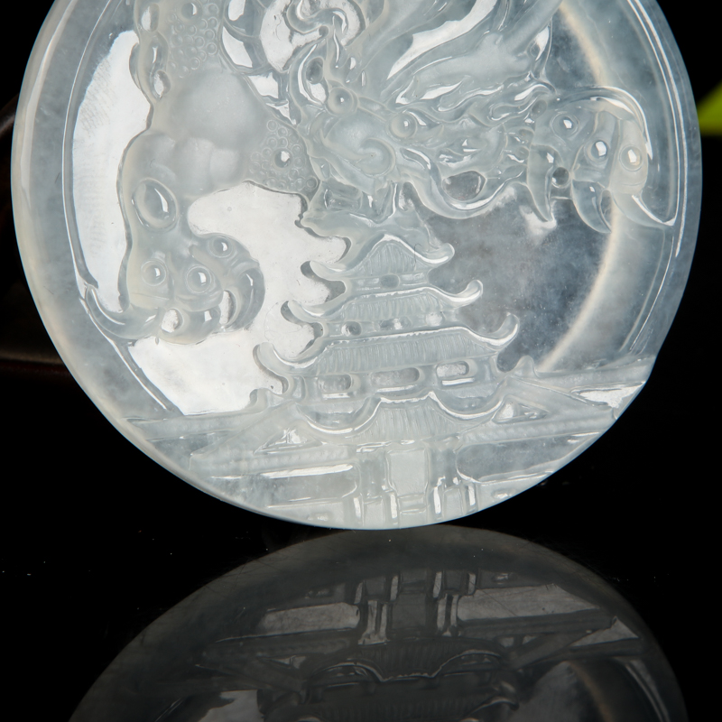 无色翡翠辰龙吊坠-红掌柜