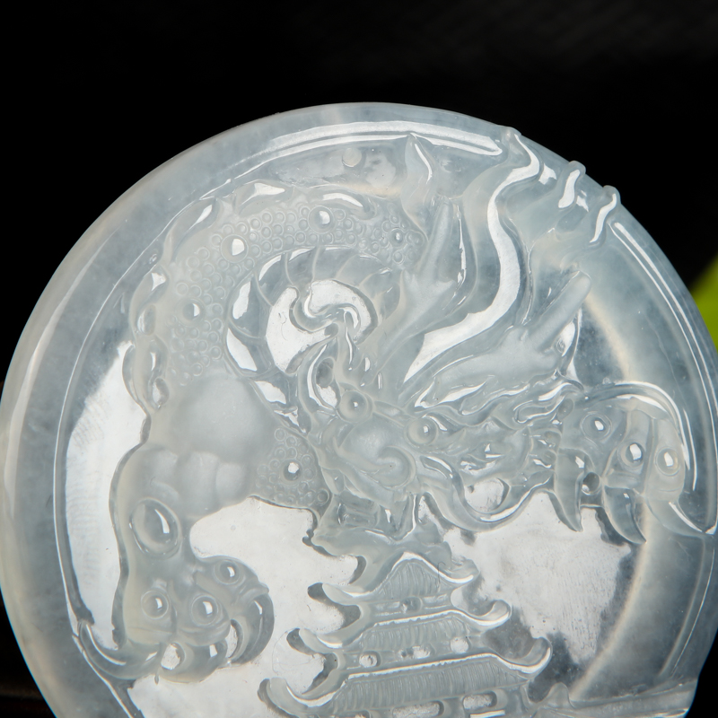 冰种翡翠辰龙吊坠-红掌柜