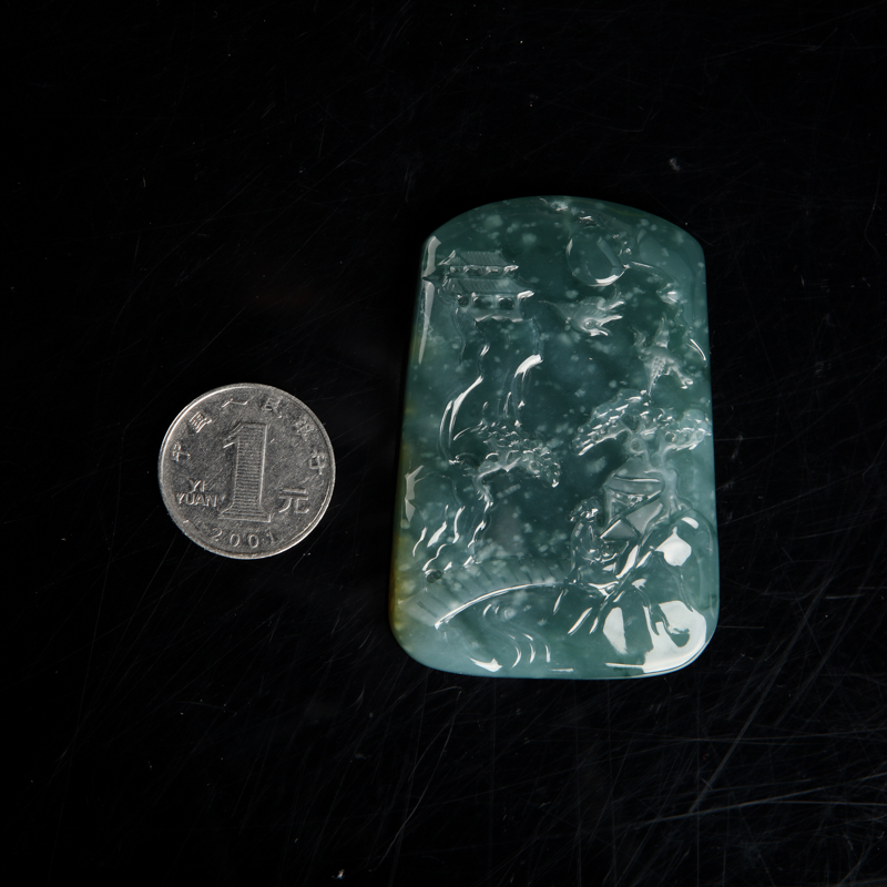 缅甸翡翠山水吊坠-红掌柜