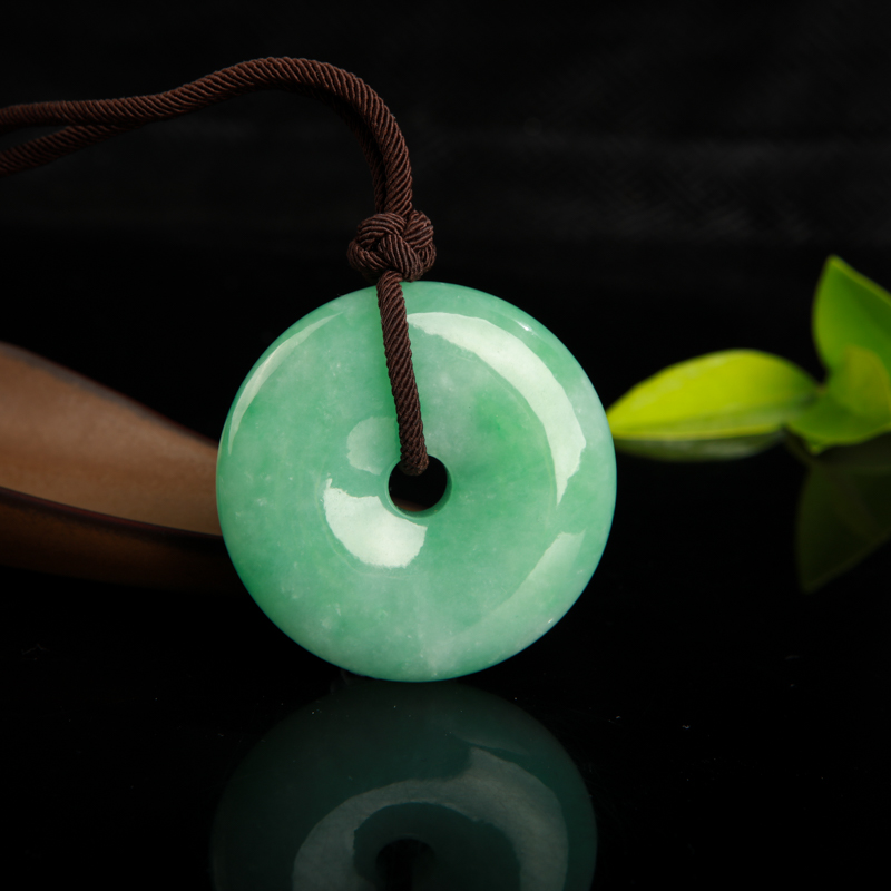 糯种苹果绿翡翠平安扣吊坠-红掌柜
