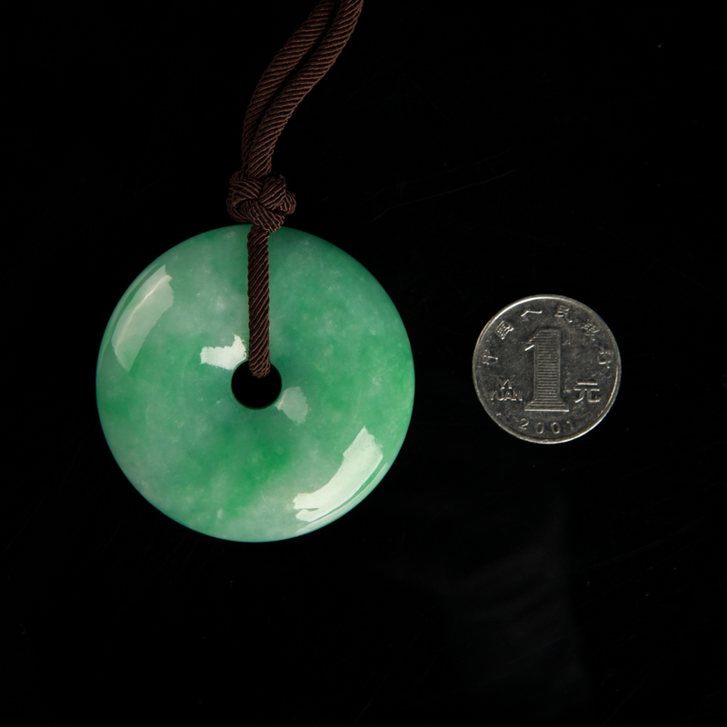 天然糯种苹果绿翡翠平安扣吊坠-红掌柜