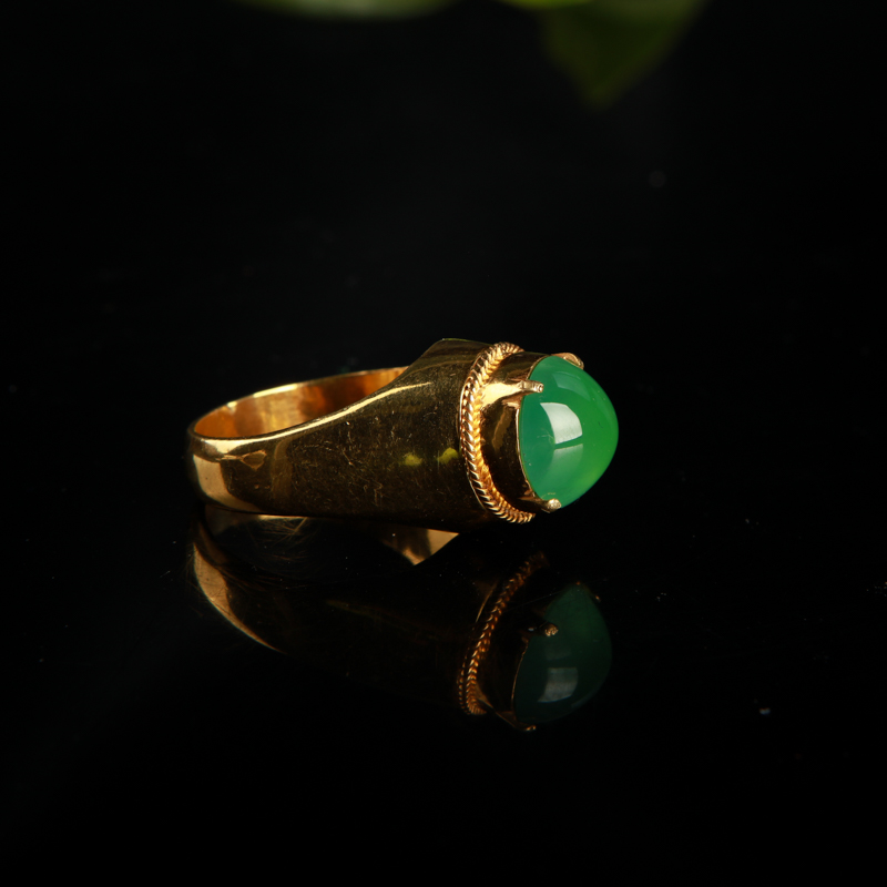 天然翡翠戒面-红掌柜