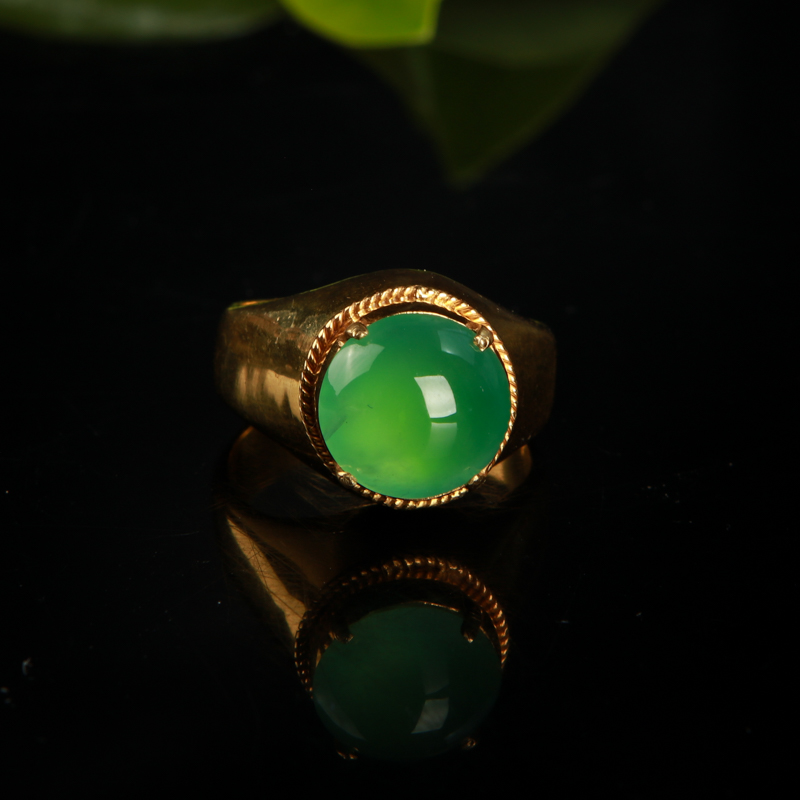 缅甸翡翠戒面-红掌柜