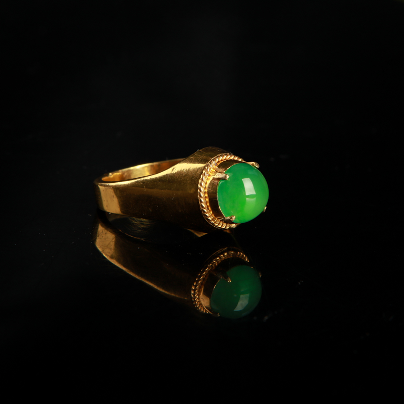 天然翡翠戒面-红掌柜