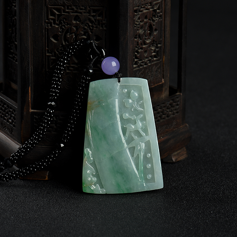 糯种飘翠翡翠节节高升吊坠-红掌柜