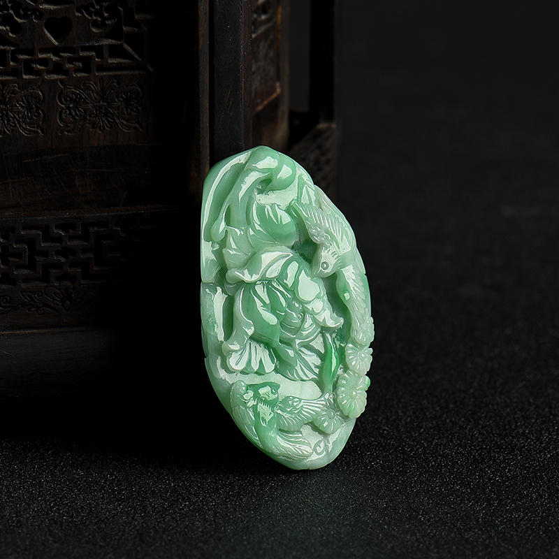 飘翠翡翠花开富贵吊坠-红掌柜