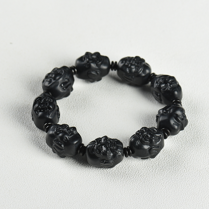 墨翠翡翠佛头手串-红掌柜