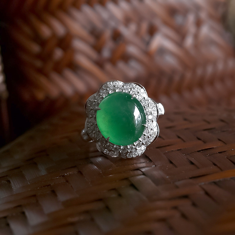 翡翠阳绿戒指 - 红掌柜珠宝