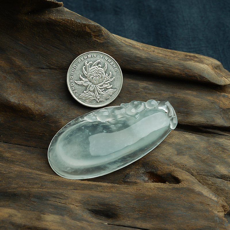 A货冰糯种翡翠福瓜吊坠 - 红掌柜珠宝