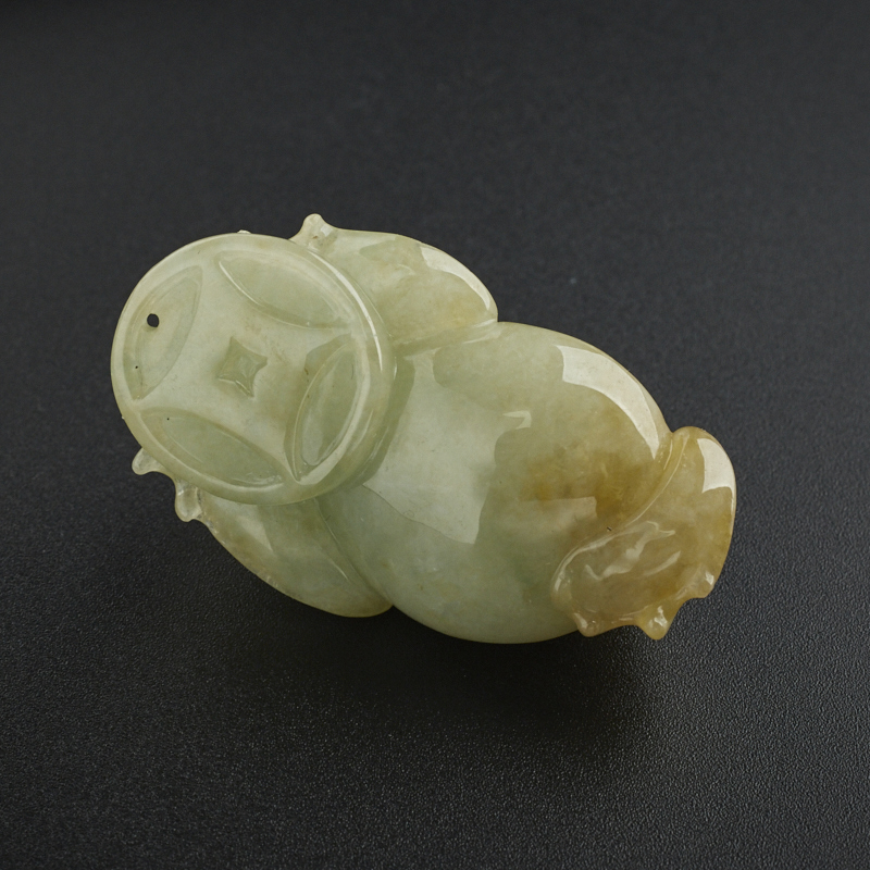 糯种翡翠黄翡金蟾 - 红掌柜珠宝