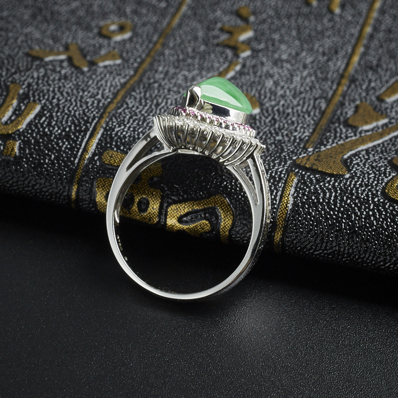 黄阳绿翡翠戒指-红掌柜珠宝