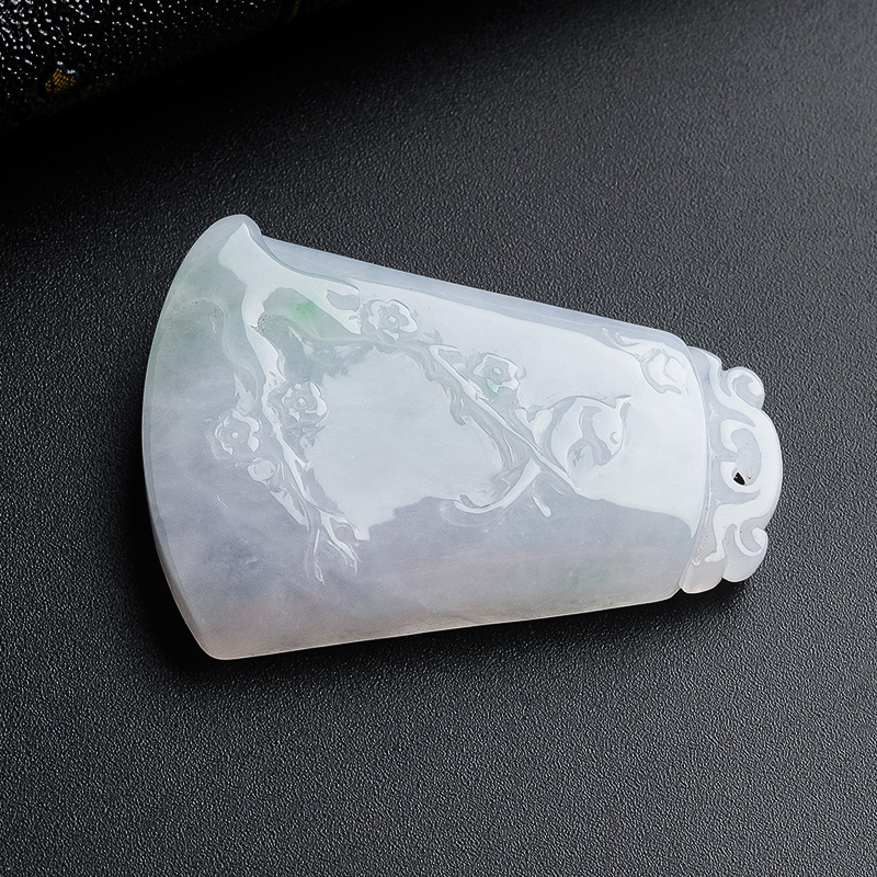 糯种点绿喜上眉梢方牌吊坠- 红掌柜珠宝