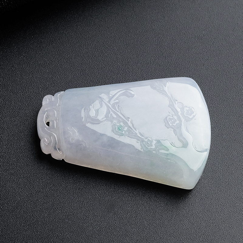 翡翠糯种喜上眉梢方牌吊坠- 红掌柜珠宝