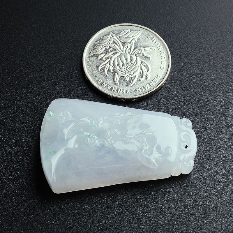 缅甸翡翠喜上眉梢方牌吊坠- 红掌柜珠宝