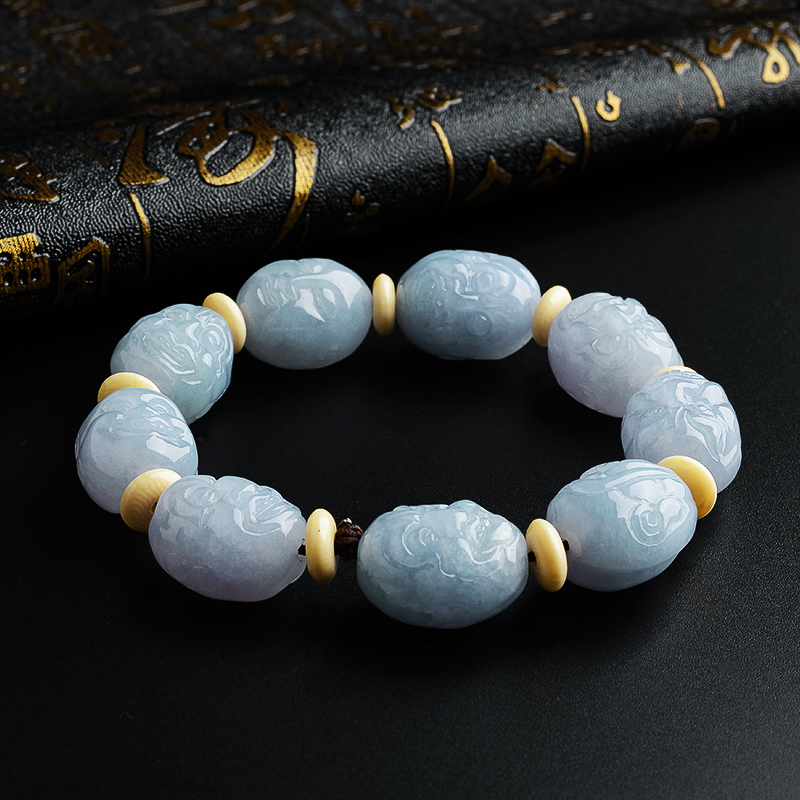 糯种淡春底佛像手链-红掌柜珠宝