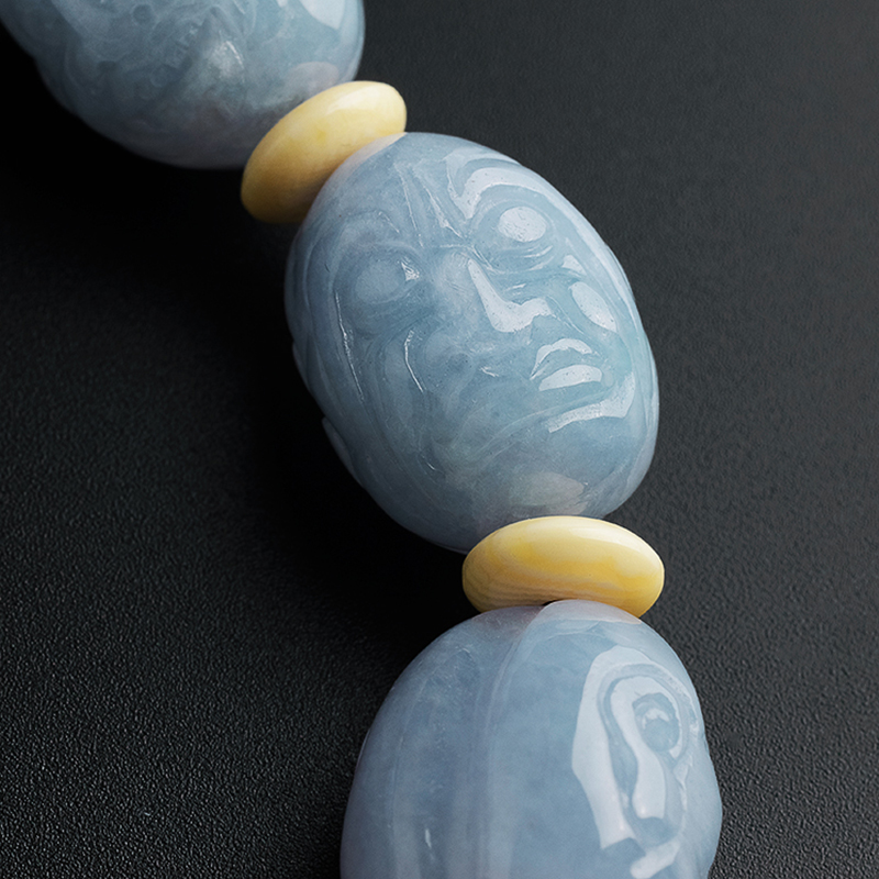 翡翠淡春底佛像手链-红掌柜珠宝