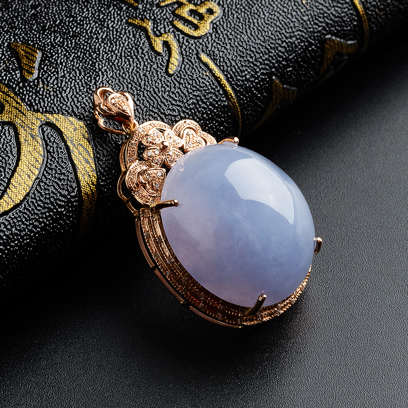 18K金冰糯种紫罗兰蛋面吊坠 - 红掌柜珠宝