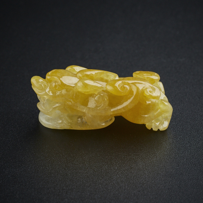 糯种翡翠黄翡貔貅摆件 - 红掌柜珠宝