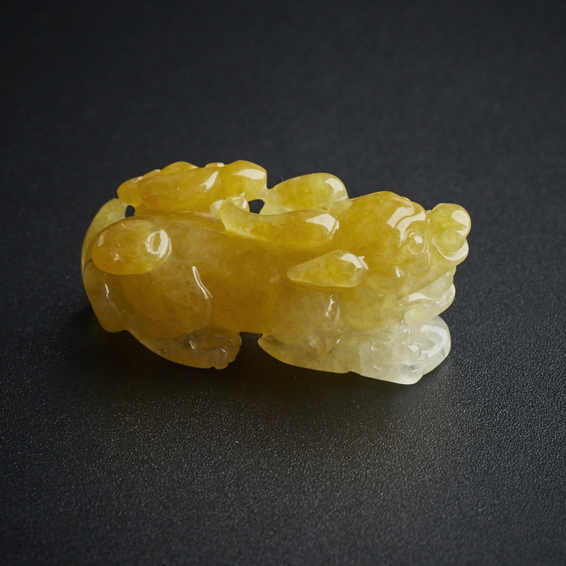 糯种翡翠黄翡貔貅摆件 - 红掌柜珠宝