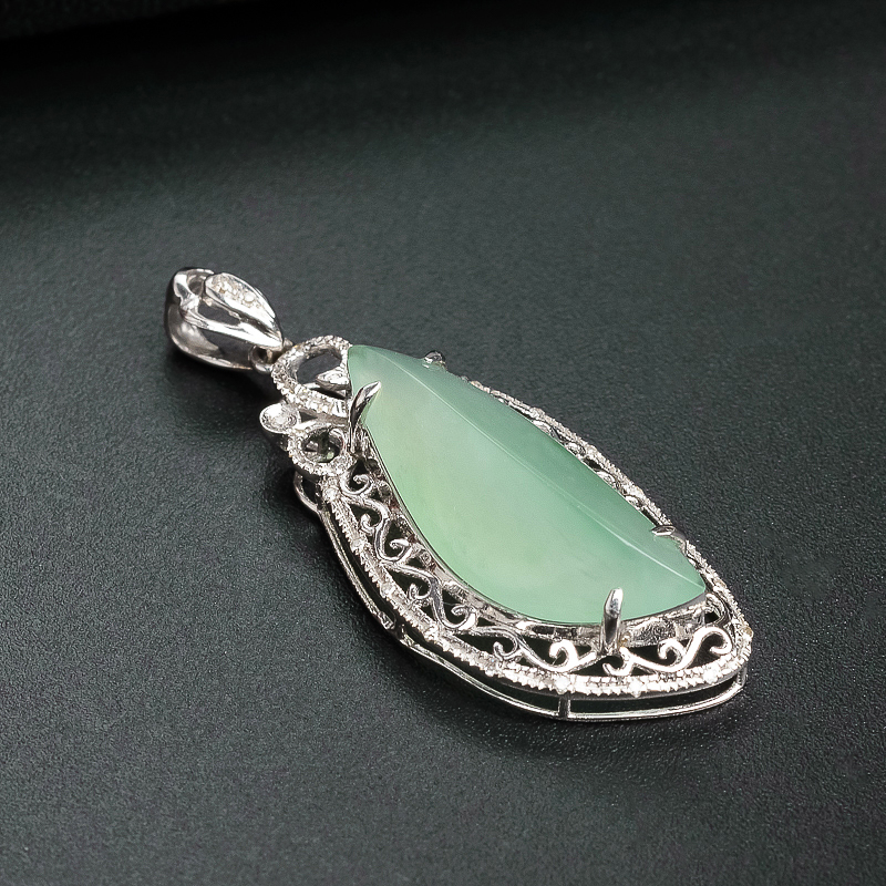 18K镶钻冰种晴水翡翠吊坠-红掌柜珠宝