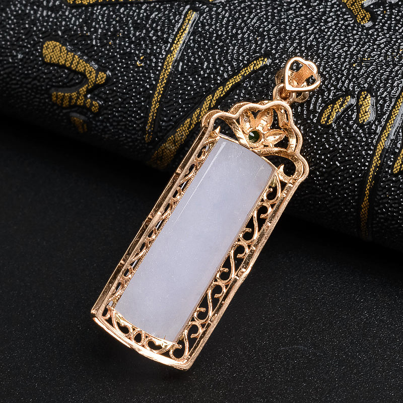 18K镶钻糯种紫罗兰翡翠吊坠-红掌柜珠宝