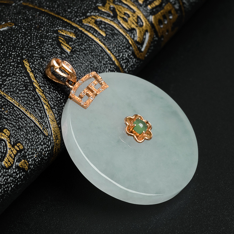 糯冰种淡晴水翡翠平安扣吊坠-红掌柜珠宝