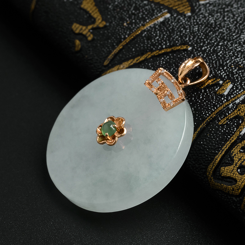 糯冰种淡晴水翡翠平安扣-红掌柜珠宝