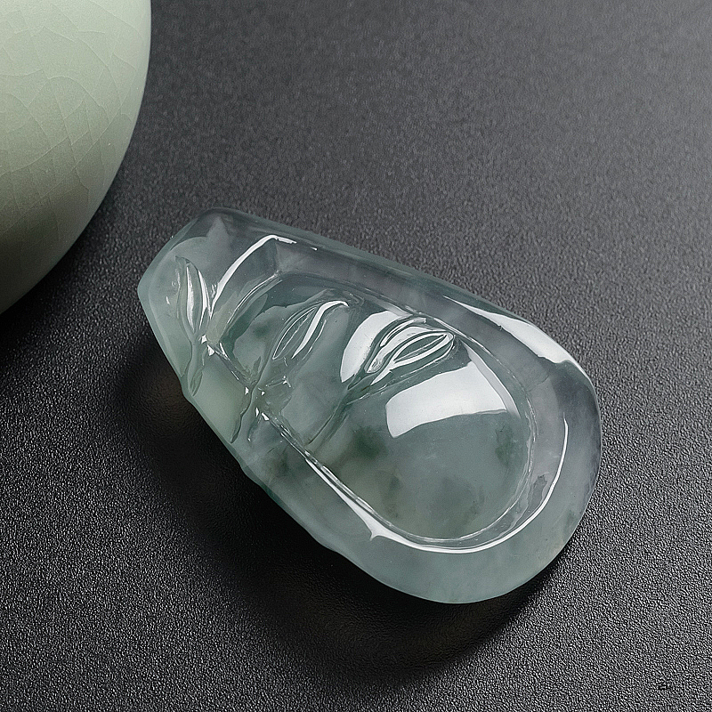 冰种飘蓝花翡翠竹节吊坠 - 红掌柜珠宝