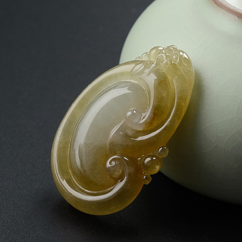 天然糯种黄翡如意吊坠 - 红掌柜珠宝