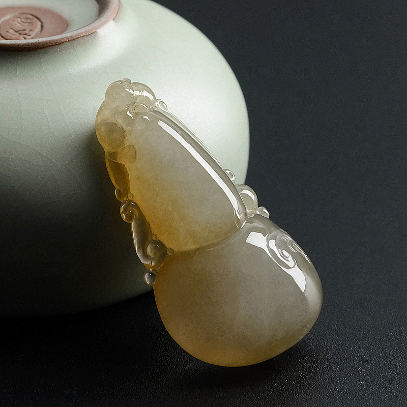 A货天然糯种黄翡葫芦吊坠 - 红掌柜珠宝