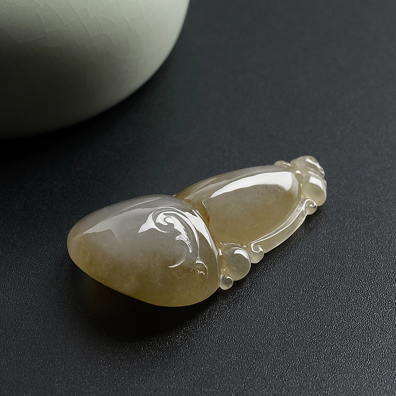 缅甸A货糯种黄翡葫芦吊坠 - 红掌柜珠宝