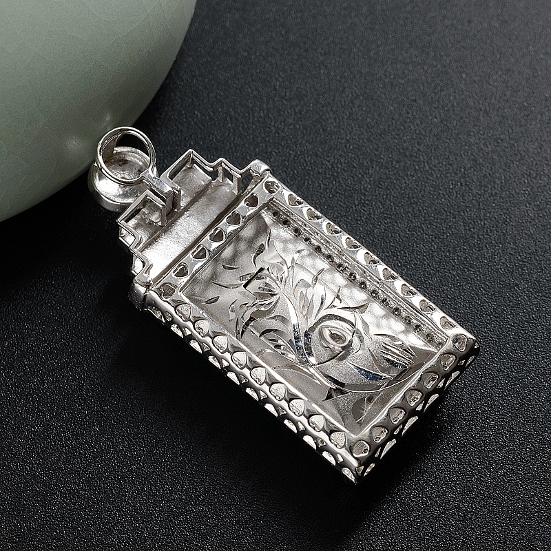 糯种满绿翡翠方牌吊坠 - 红掌柜珠宝