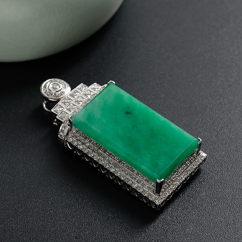 翡翠方牌吊坠 - 红掌柜珠宝