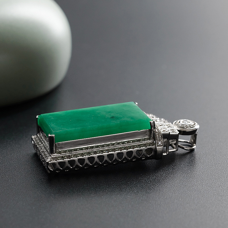 18K金满绿翡翠方牌 - 红掌柜珠宝