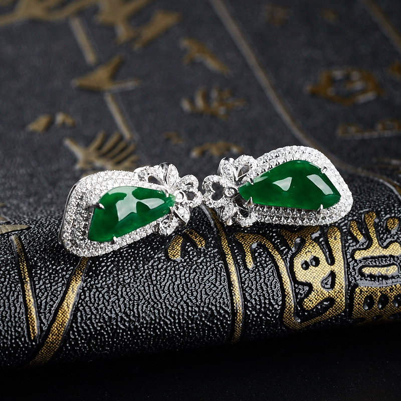 翡翠耳钉-红掌柜珠宝