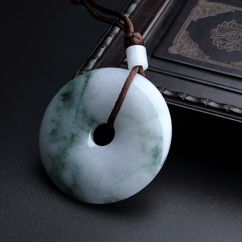 缅甸天然糯种飘绿翡翠吊坠-红掌柜