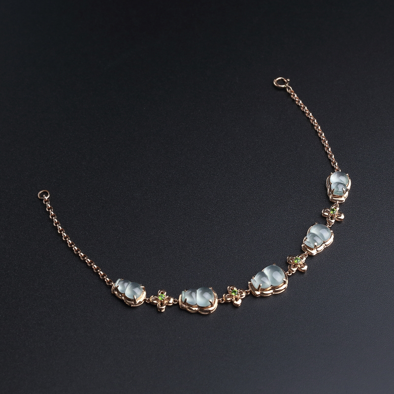 冰种翡翠葫芦手链-红掌柜