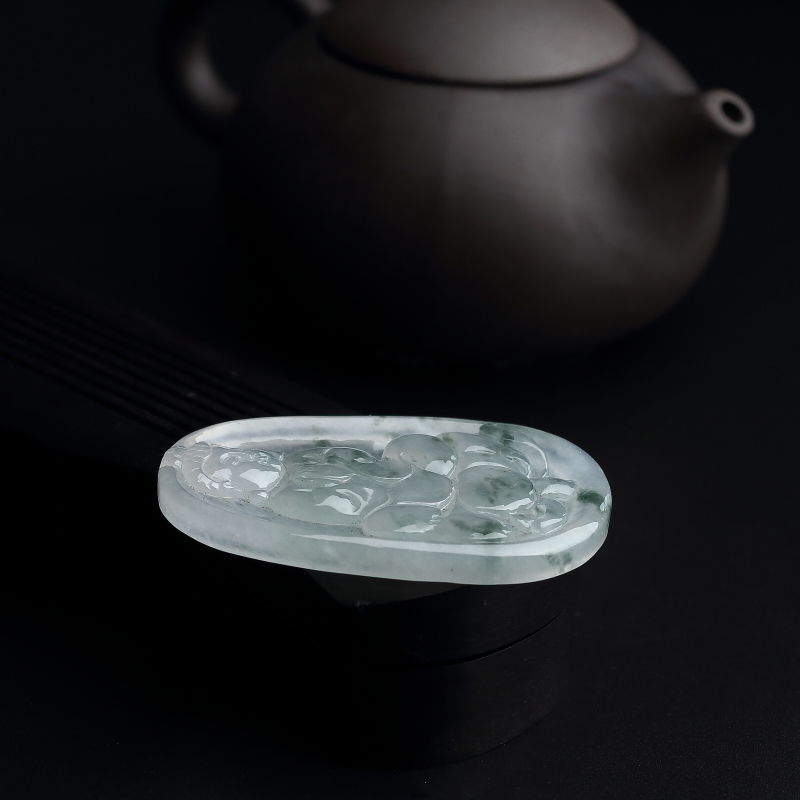 缅甸A货飘花翡翠佛吊坠 - 红掌柜