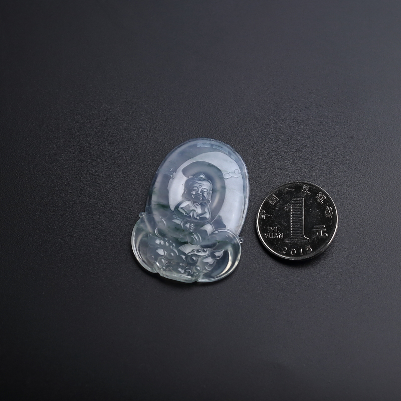 冰糯种飘花翡翠佛吊坠 - 红掌柜