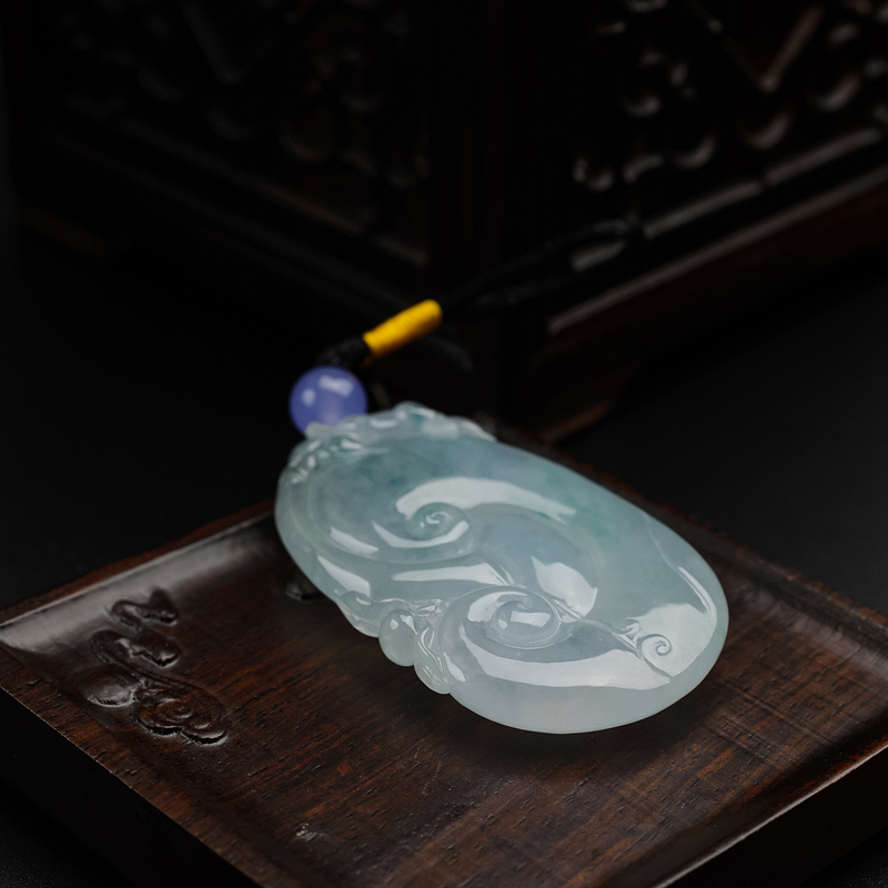 缅甸天然冰糯种飘花翡翠吊坠-红掌柜