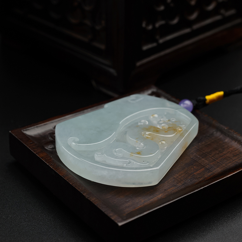 缅甸糯种浅绿飘黄翡翡翠吊坠-红掌柜