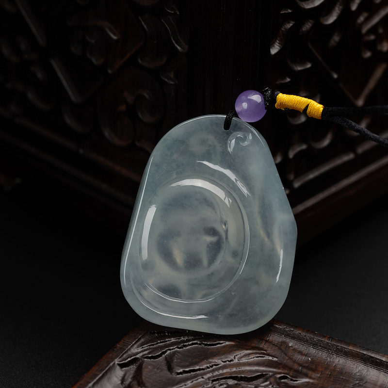 缅甸天然飘花翡翠弥勒佛吊坠-红掌柜