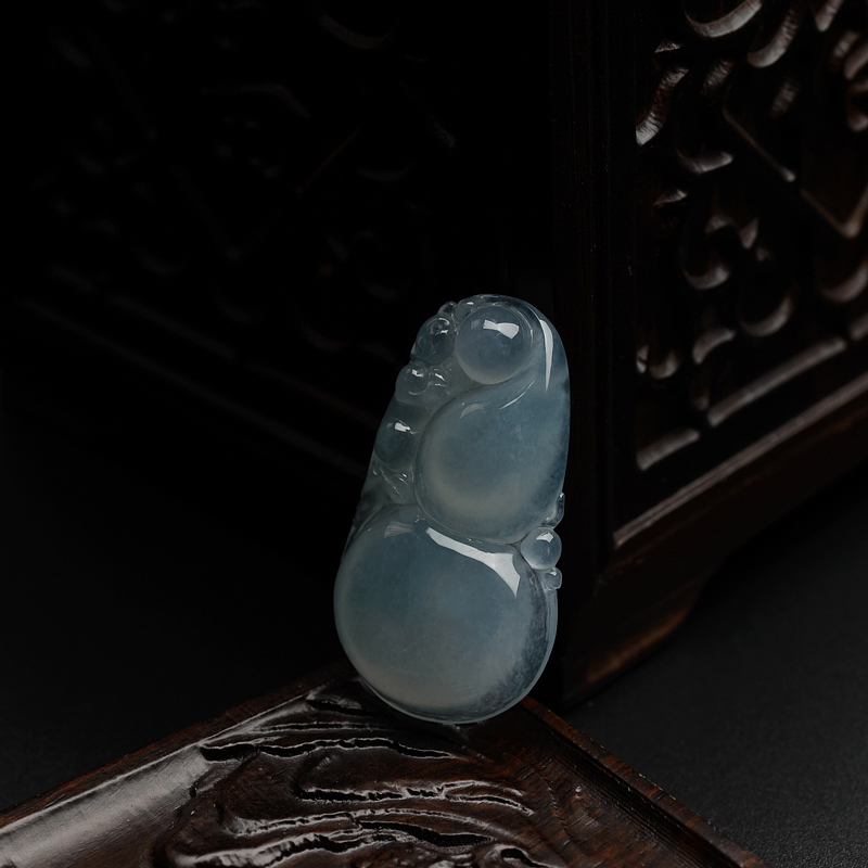 天然冰糯种浅绿翡翠葫芦吊坠-红掌柜